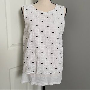 TALBOTS Woven Floral Embroidered Sleeveless Top